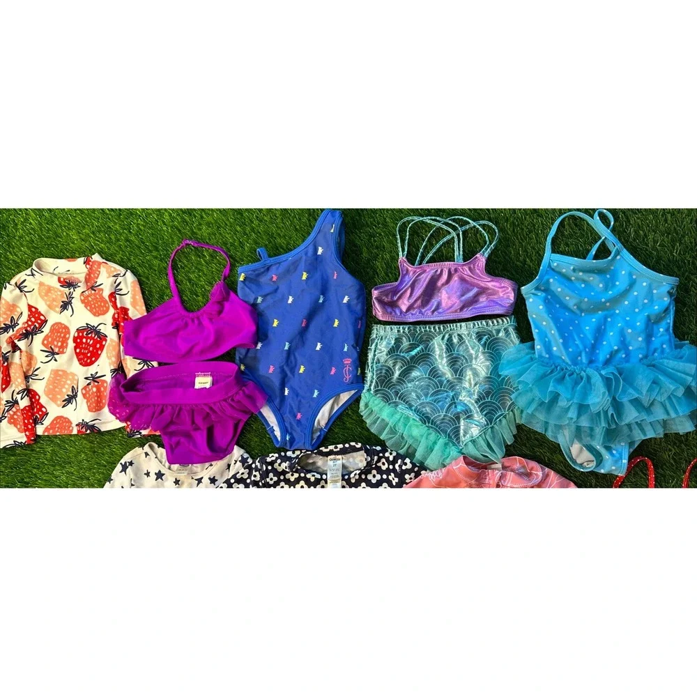 Lot Of 14‎ Girls Swimsuits 12m-2T Bathing Suits Bikinis Swim Shirts